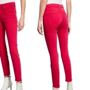Fuchsia Pink Jeans Women’s 10 7 For All Mankind Jen Cropped Skinny Fringe Hem